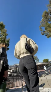 Beautiful fit Blonde in tight black jeans and visible panty Line *Busted* (Not OC)