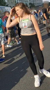 Cute VPL teen in tights on the street candid photos
