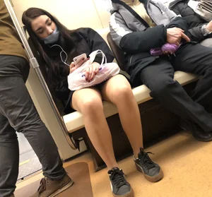 Hot Girl in Pantyhose And a Skirt Creepshots Gallery in a Subway Train and on an Escalator