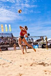 Sexy beach volleyball girls in bikinis