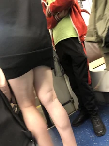 Blonde in a T-Shirt Dress With Hot Legs Subway Train Creepshots