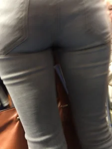 Booty in Grey Tight Jeans Subway Train Creepshot
