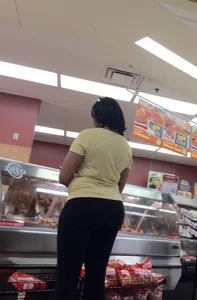 Big booty ebony milf out shopping in tight black leggings