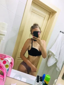 Girl in Underwear Bathroom Mirror Selfie