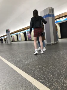 Hot slim legs in subway