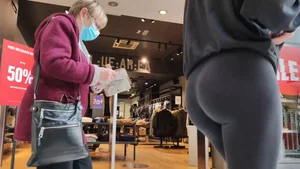 Blonde teen in see thru leggings