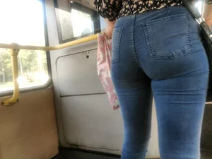 Stocky Ass in Tight Blue Jeans Suburban Bus Station Creepshots