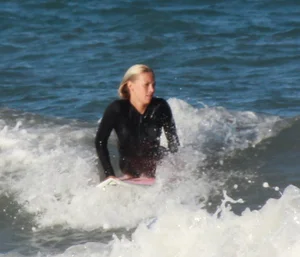 Hot surfer chicks out in the water