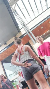 Tight gym shorts showing a fantastic blonde ass