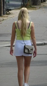 3 cute blondes in skirts and 1 see through dress
