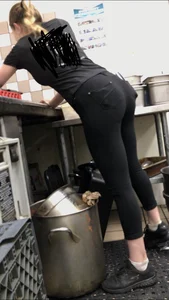 Hot coworker with a nice ass in tight black jeans