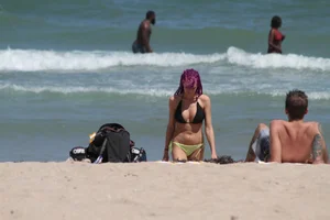 Big collection of various sexy girls on a beach in bikinis