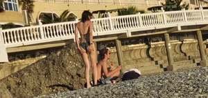 Hot Candid Girl in a Swimsuit Chilling on a Beach With Her Boyfriend Creepshots Series