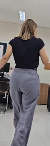 Blonde with hot ass in wide pants