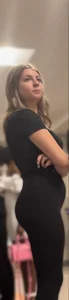 Cute petite blond wearing hot yoga pants