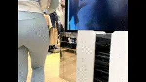 Perky ass latina in light blue (VPL)