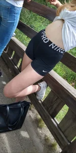 Blonde in Nike pro shorts