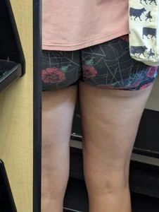 Nice bubble in tight shorts at library
