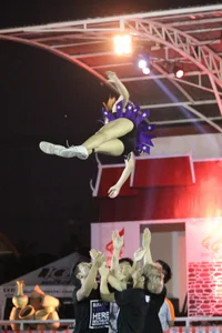 Bunch of athletic Thai cheerleaders at a competition