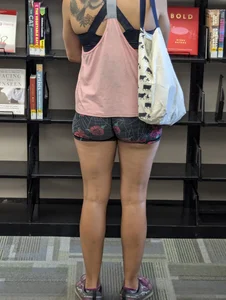 Nice bubble in tight shorts at library