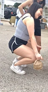 Busty asian with vpl