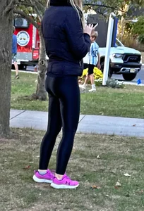 Hot Babysitter in shiny leggings
