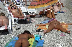 Nude beach and topless girls