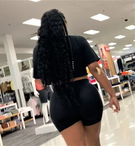 Black Girl with Nice Juicy Ass in Black Biker Shorts