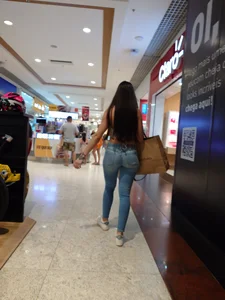 Brazilian Butt highest level. Tanlines peeking out of the Jeans