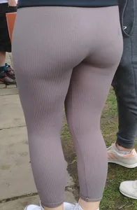 Stunning girl with a fabulous ass in light brown leggings, my best capture yet