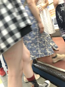 Cute Skinny Teen in Knee-Socks And Shorts Sitting With Crossed Legs in a Subway Train Creepshots Gallery