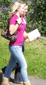 Gorgeous Blonde In Tight Figure Hugging Jeans