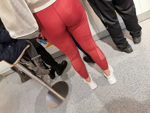 Nice ass in tight red leggings shopping