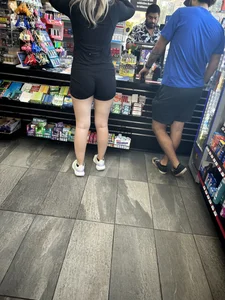 Sexy White Girl Showing VPL + Nice Ass (GasStation)