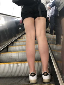 Hot Legs in Black Shorts Subway Closeup Creepshots Collection