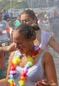 Boobs out in public in either bikini tops or bras