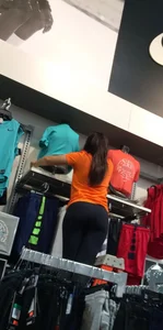 Big booty employee in tight leggings