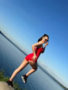 Cameltoe non-candid girl by the lake