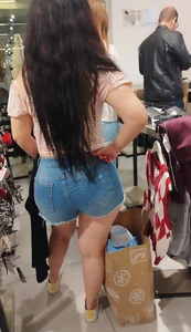 GREAT ASS on this beautiful girl with jean shorts