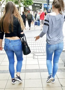 Two teens in jeans