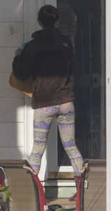 Hot teen neighbor again in tight see thru leggings with pink panties