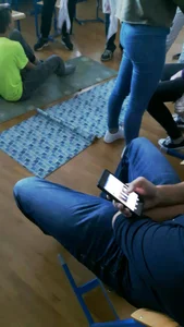 Candid college teen's booty in tight blue jeans