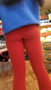Super Cute Asian Teen Red Spandex Wedgie