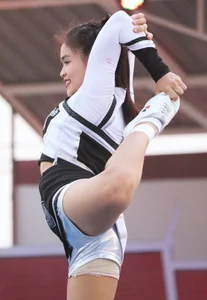Bunch of athletic Thai cheerleaders at a competition