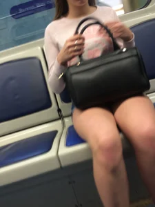 Hot Legs in Denim Mini Shorts Subway Train Candids