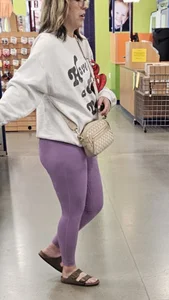 Thick purple leggings MILF