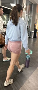Part 2 of this sexy college Pawg in pink biker shorts
