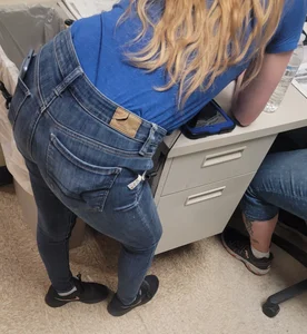 Blonde Coworker in tight jeans. Round 4