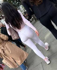 Sexy brunette showoff in seethrough white leggings ( OC )