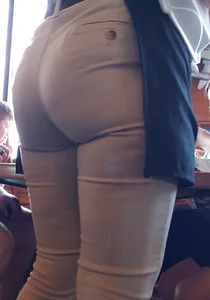 Blonde Waitress With Nice Ass in Khaki Pants (First Time Using Front Camera)